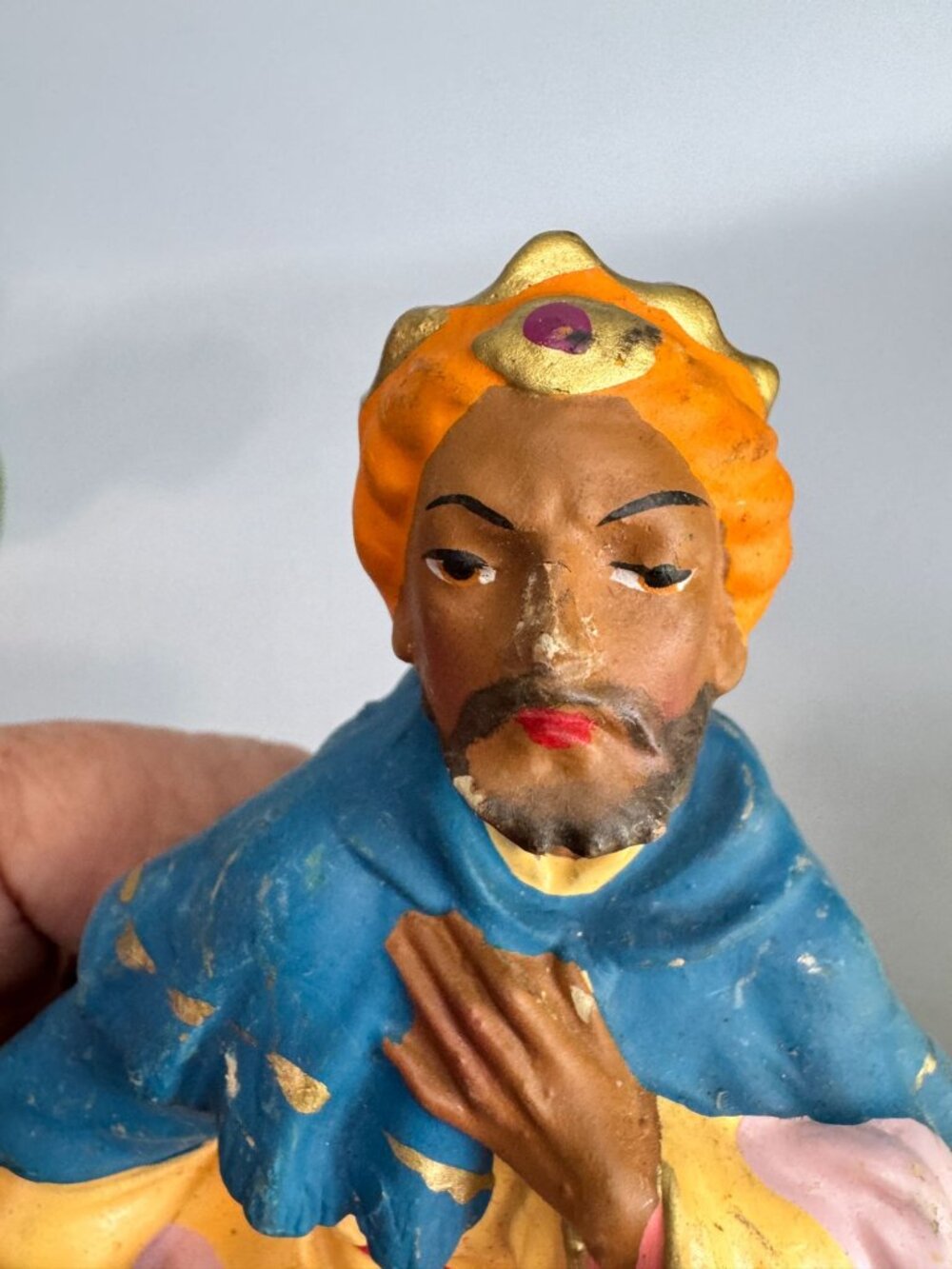 Vintage Italy Paper Mache Three Wise Men Nativity 8" Scale Set of 3 Kings - Picture 15 of 16